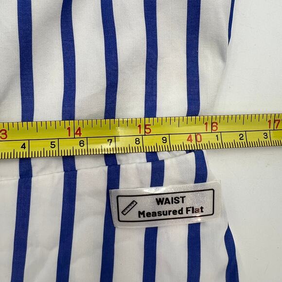 Draper James Lattice Stripe Ruffle Eyelet Dress White Blue - Picture 5 of 10